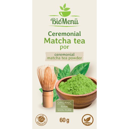 BioMenü Bio Matcha-Tee Zeremoniell Pulver 60 g Etikett