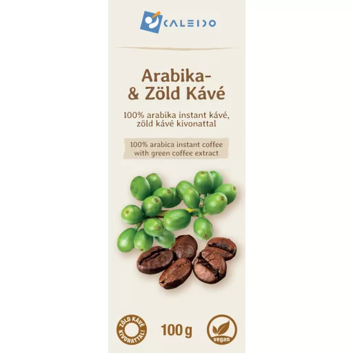 Caleido Arabica- und Grüner Kaffee 100 g Etikett