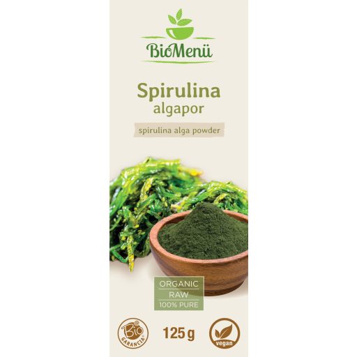 BioMenü Bio Spirulina-Algen-Pulver 125 g Etikett