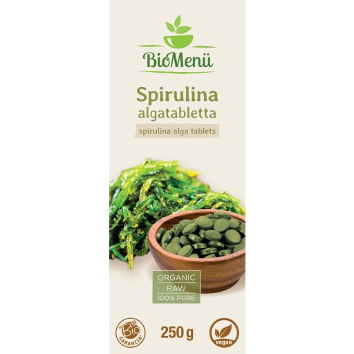 BioMenü Bio Spirulina-Algen-Tabletten 250 g Etikett