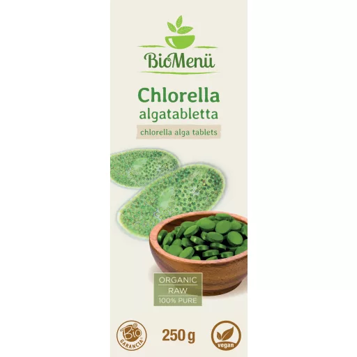 BioMenü Bio Chlorella-Algen-Tabletten 250 g Etikett