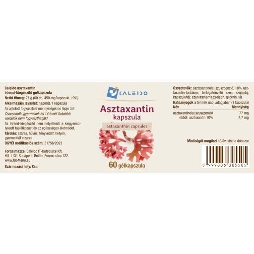 Caleido Astaxanthin Gelkapseln 60 Stk Etikett