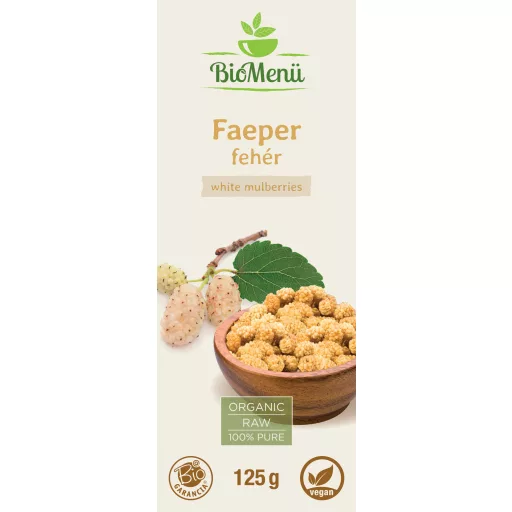 BioMenü Bio Maulbeeren weiß 125 g Etikett