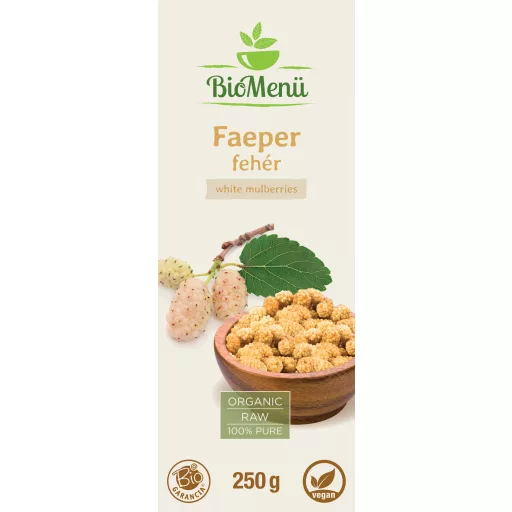 BioMenü Bio Maulbeeren weiß 250 g Etikett