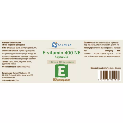 Caleido Vitamin E 400 IE Kapseln 60 Stk Etikett