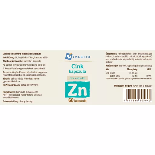 Caleido ZINK Kapseln 60 Stk Etikett