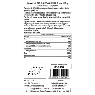BioMenü Bio Ashwagandha-Pulver 125 g Produktbild
