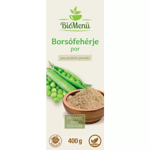 BioMenü Bio Erbsenprotein-Pulver 400 g Etikett