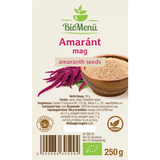 BioMenü Bio-Amaranth-Samen 250 g Etikett