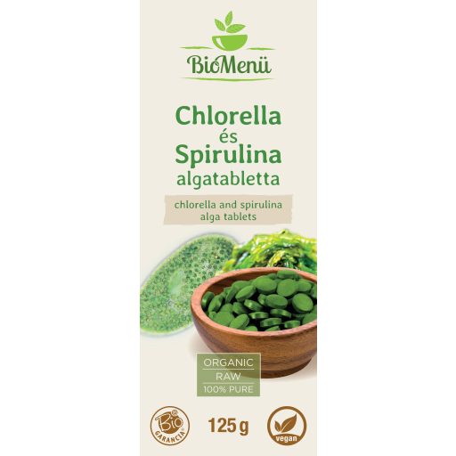 BioMenü Bio Chlorella- und Spirulina-Algen-Tabletten 125 g Etikett