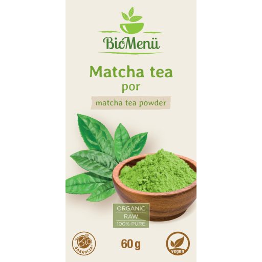 BioMenü Bio Matcha-Tee Pulver 60 g Etikett