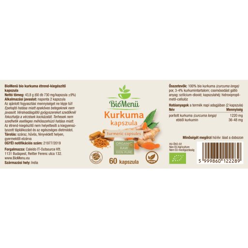 BioMenü Bio Kurkuma Kapseln 60 Stk Etikett