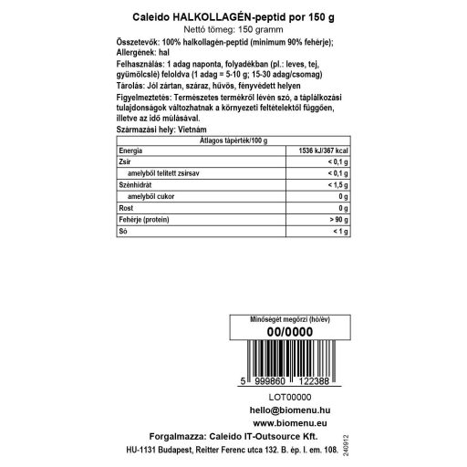 Caleido Fischkollagen-Peptidpulver 150 g Datenetikett
