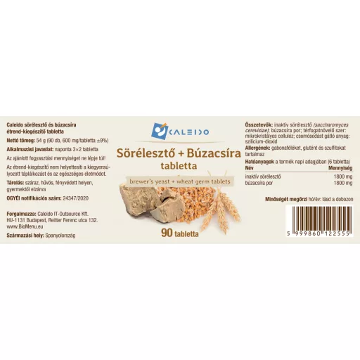 Caleido Backhefe + Weizenkeime Tabletten 90 Stk Etikett