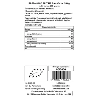 BioMenü Bio Erythrit Süßstoff 250 g Produktbild