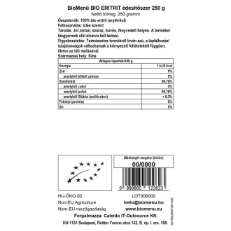 BioMenü Bio Erythrit Süßstoff 250 g Produktbild