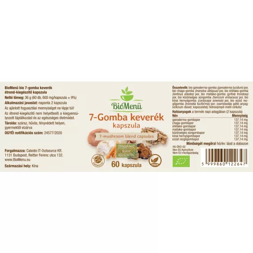 BioMenü Bio 7-Pilz-Mischung Kapseln 60 Stk Etikett