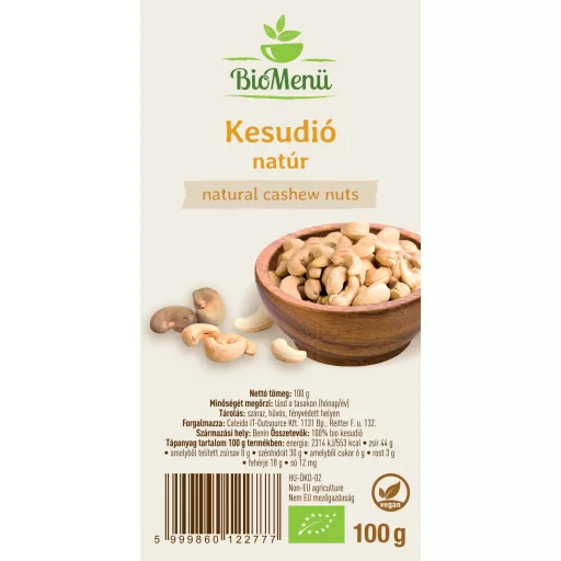 BioMenü Bio Cashewnüsse 100 g Etikett