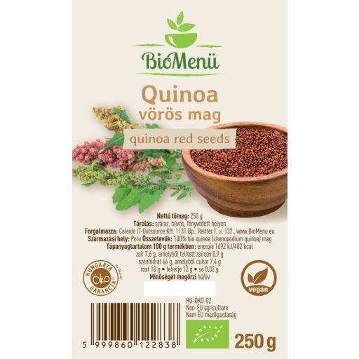 BioMenü Bio Quinoa-Samen rot 250 g Etikett