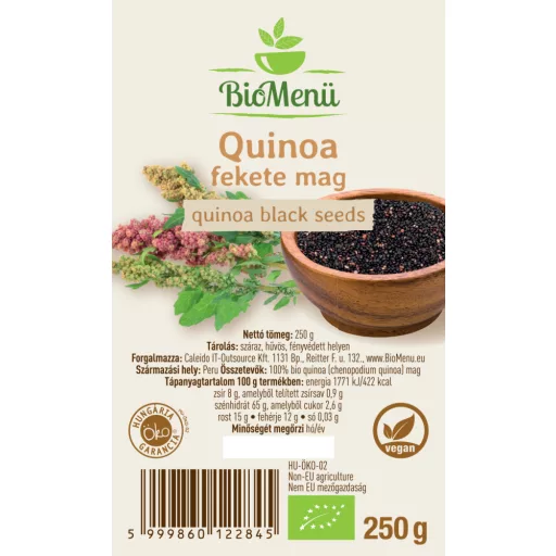 BioMenü Bio QUINOA schwarze samen 250 g Etikett