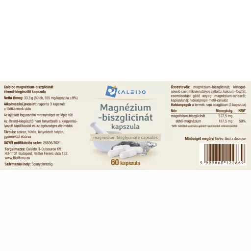 Caleido Magnesiumbisglycinat Kapseln 60 Stk Etikett