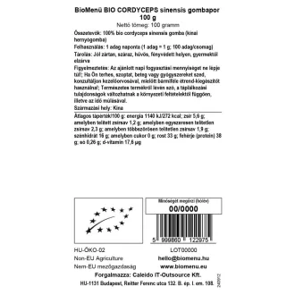   BioMenü BIO CORDYCEPS sinensis gombapor 100 g KÖZEL A LEJÁRAT DÁTUMÁHOZ