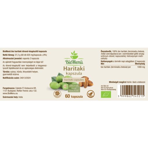 BioMenü Bio Haritaki Kapseln 60 Stk Etikett