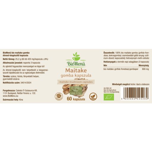 BioMenü Bio Maitake Kapseln 60 Stk Etikett