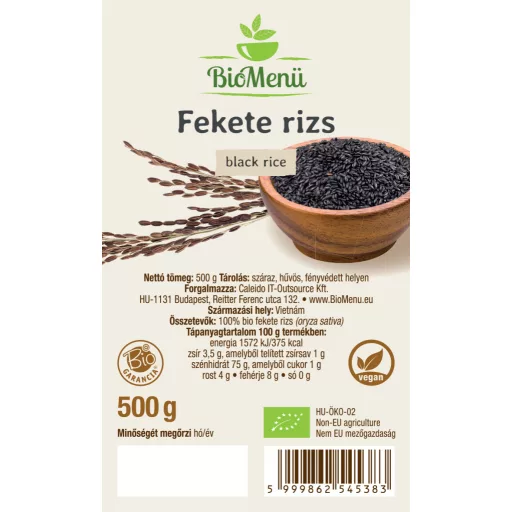 BioMenü Bio-Schwarzreis 500 g Etikett