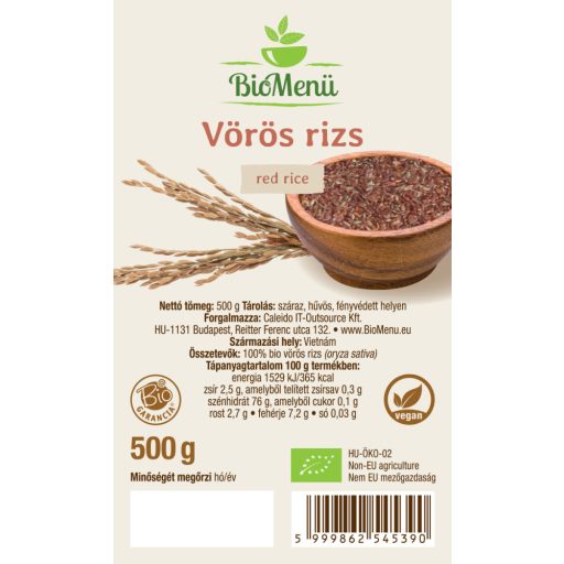 BioMenü Bio-Rotreis 500 g Etikett