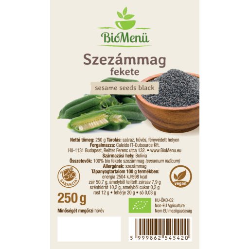 BioMenü Bio Sesamsamen schwarz 250 g Etikett