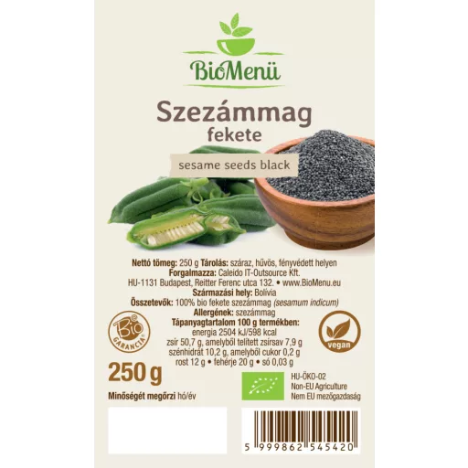 BioMenü Bio SESAMSAMEN schwarze 250 g Etikett
