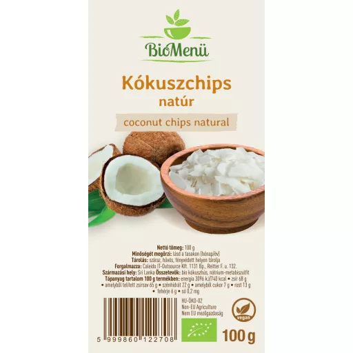 BioMenü Bio KOKOSCHIPS natur 100 g Etikett