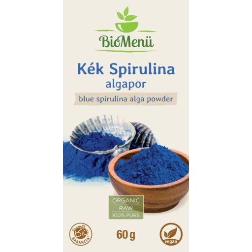 BioMenü Bio Blau Spirulina Algen Pulver 60 g Etikett