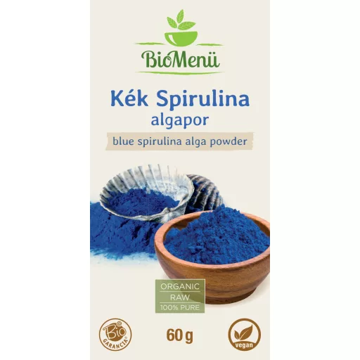 BioMenü Bio Blau Spirulina Algen Pulver 60 g Etikett