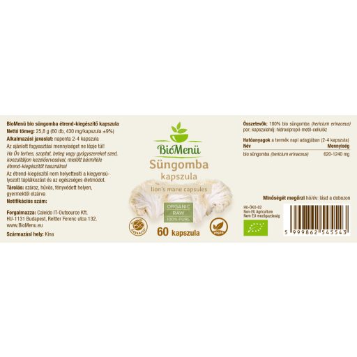 BioMenü Bio Löwenmähnenpilz Kapseln 60 Stk Etikett