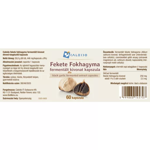 Caleido Schwarzer Knoblauch fermentiert Extrakt Kapseln 60 Stk Etikett